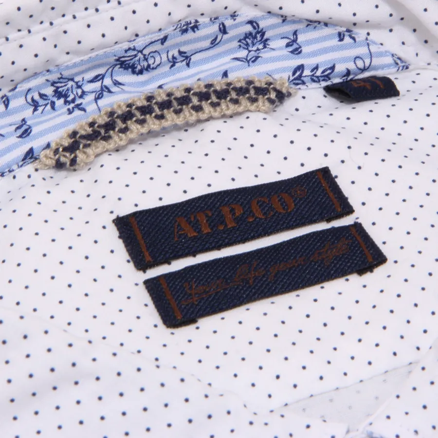 1768X camicia uomo AT.P.CO white/blue cotton shirt man