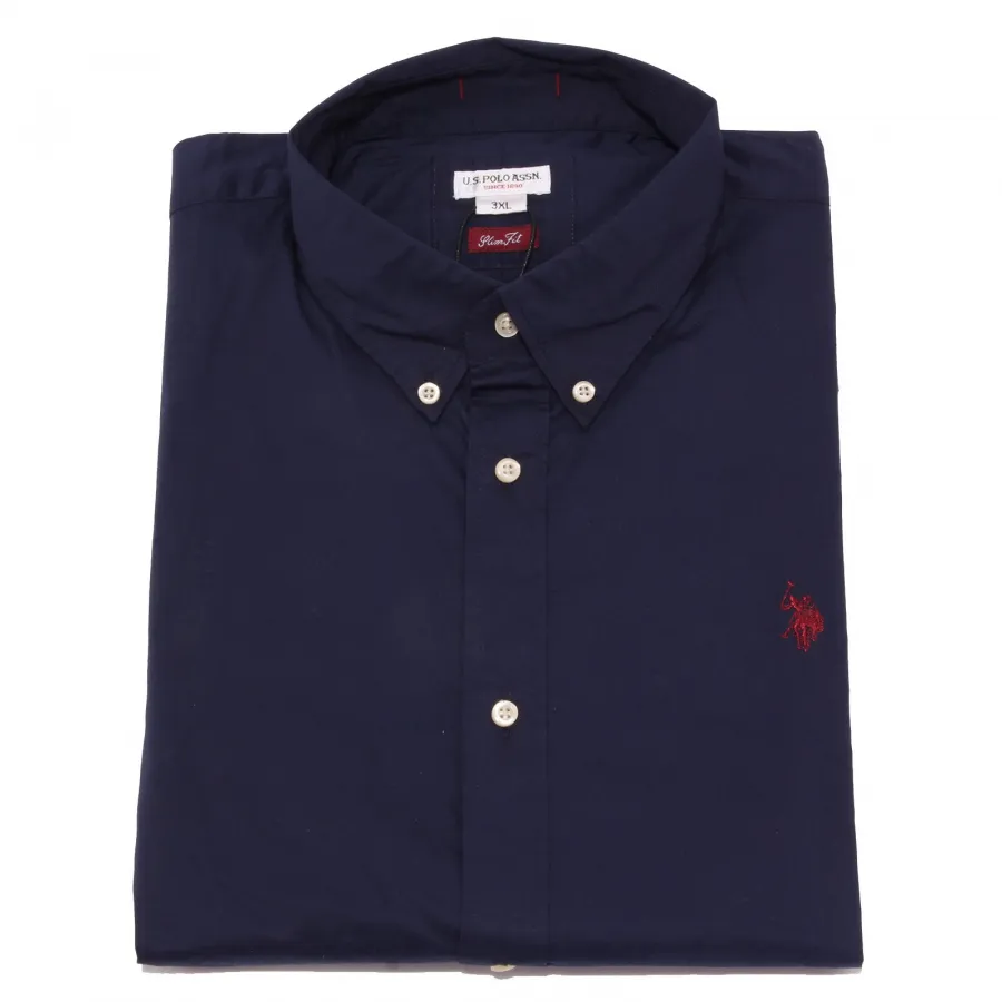 3635K camicia uomo U.S. POLO ASSN. SLIM FIT blue shirt cotton man