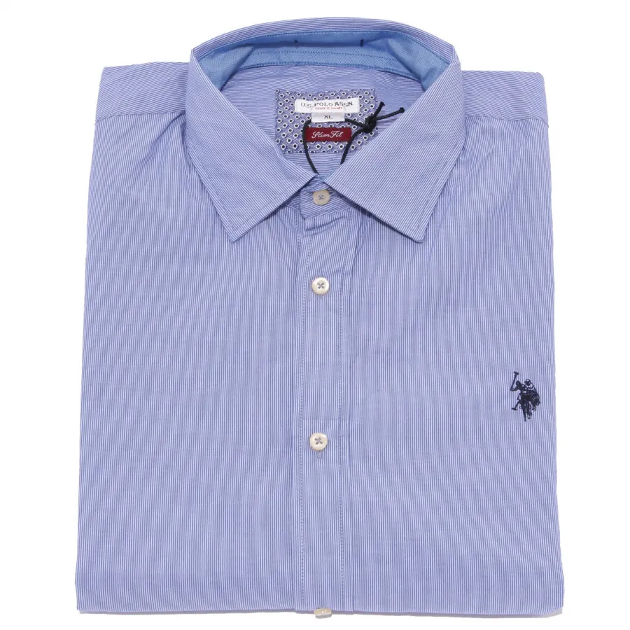 3664K camicia uomo U.S. POLO ASSN. SLIM FIT blue/white striped shirt cotton man