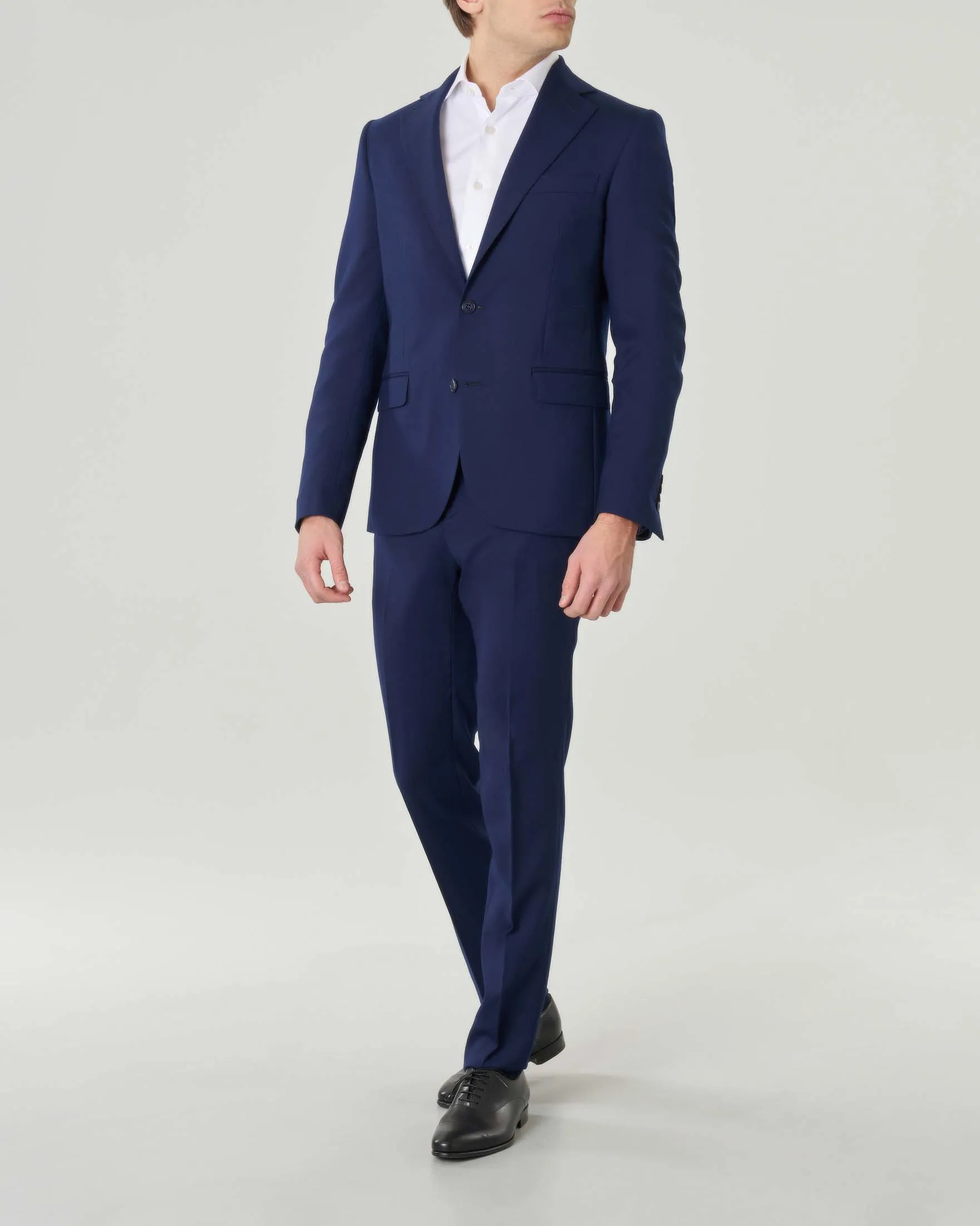 Abito blu royal in tela di lana stretch