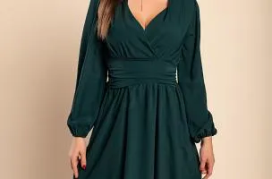 Abito midi con elastico in vita, verde