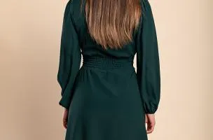 Abito midi con elastico in vita, verde