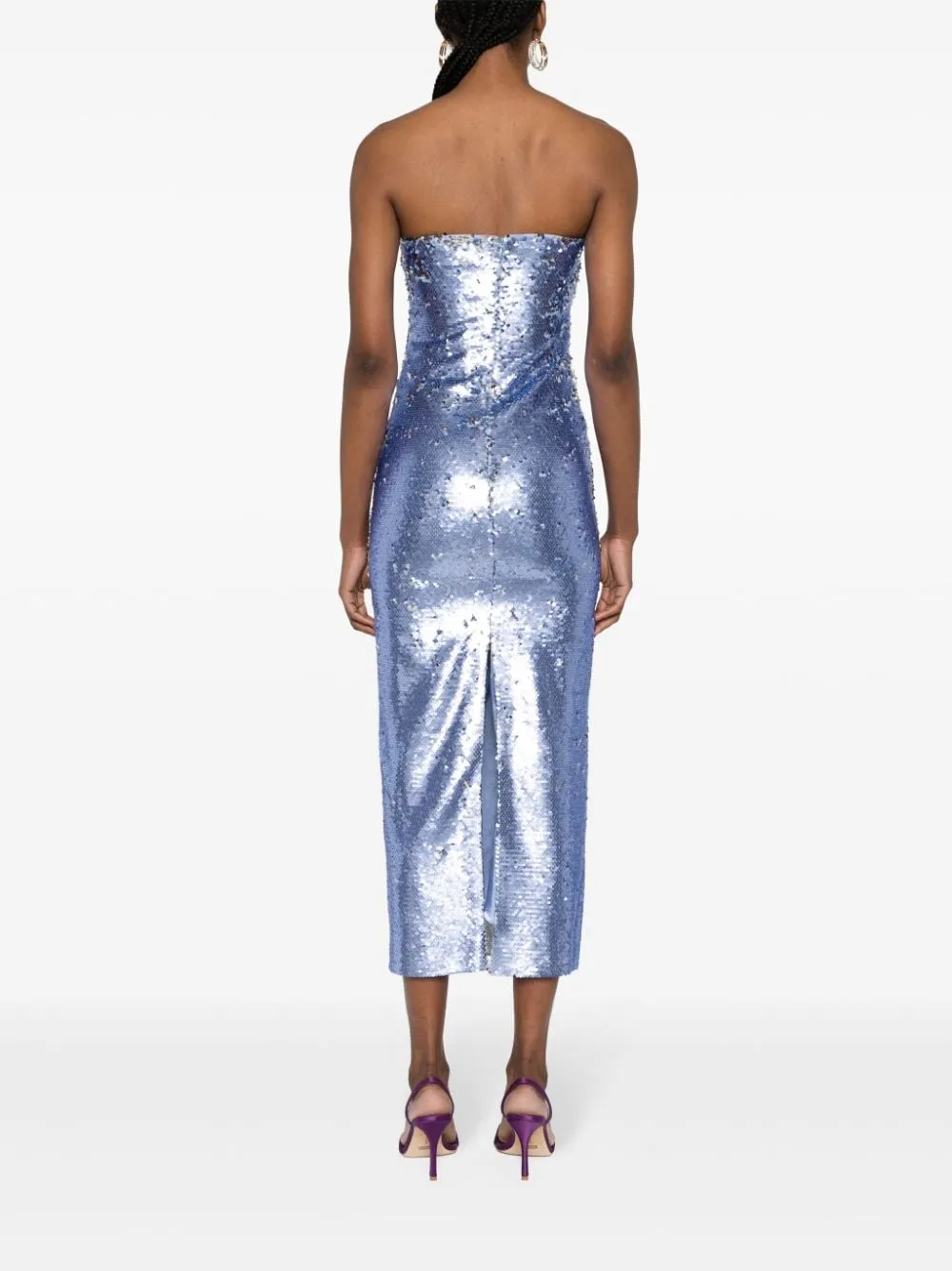 Abito midi con paillettes in viola - donna
