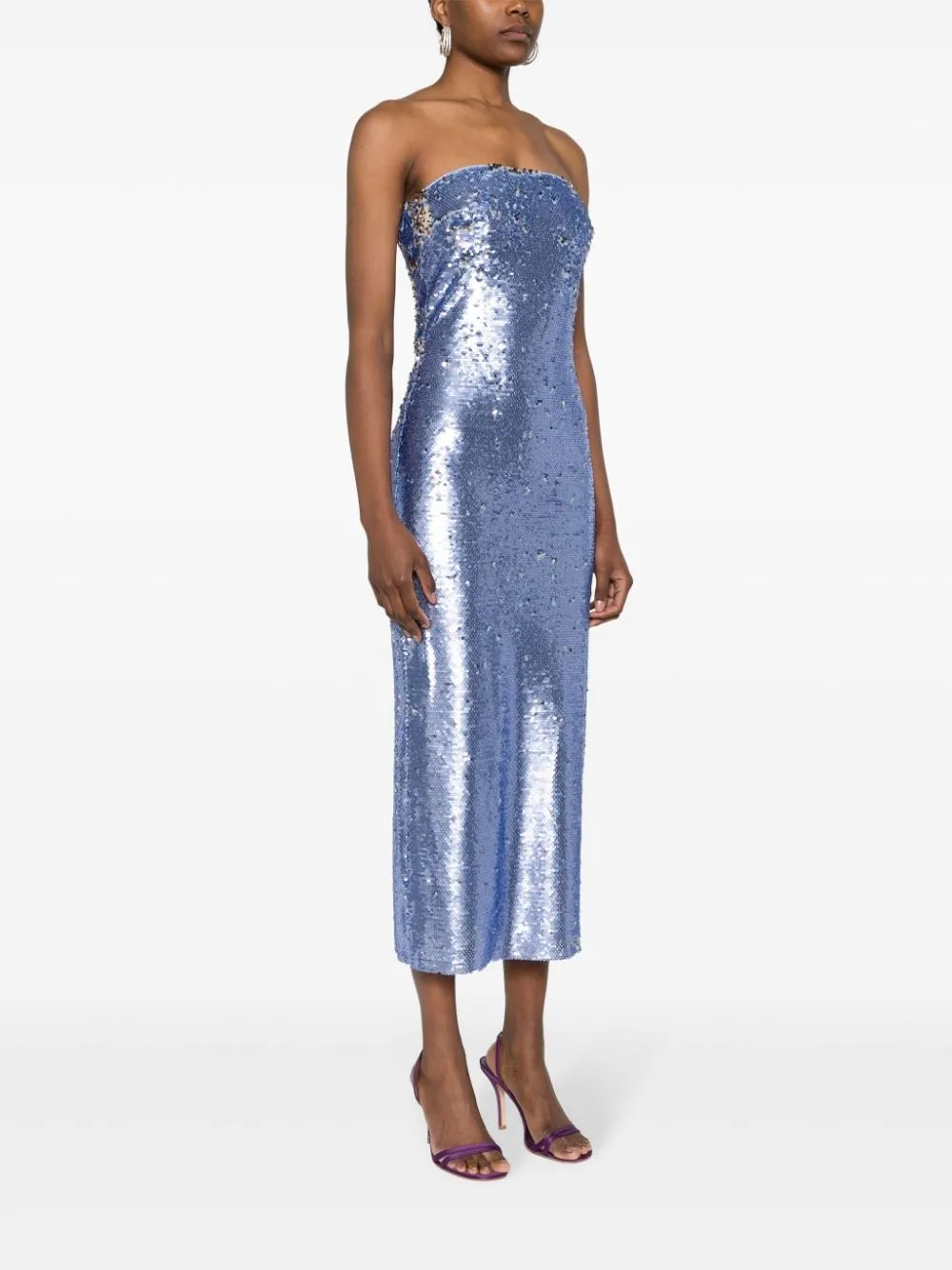 Abito midi con paillettes in viola - donna