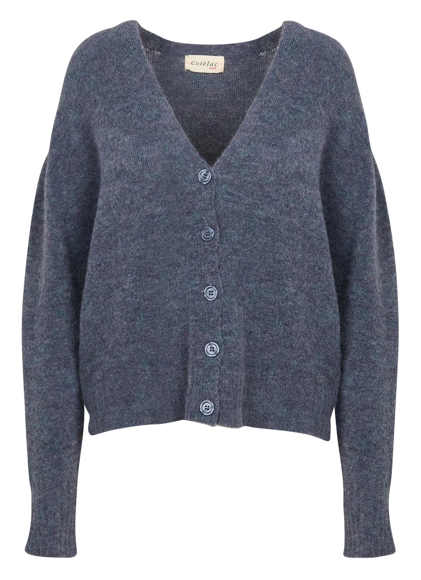  ACOTE   WAYNE - Cardigan ampio scollo a V in filato misto | Blu