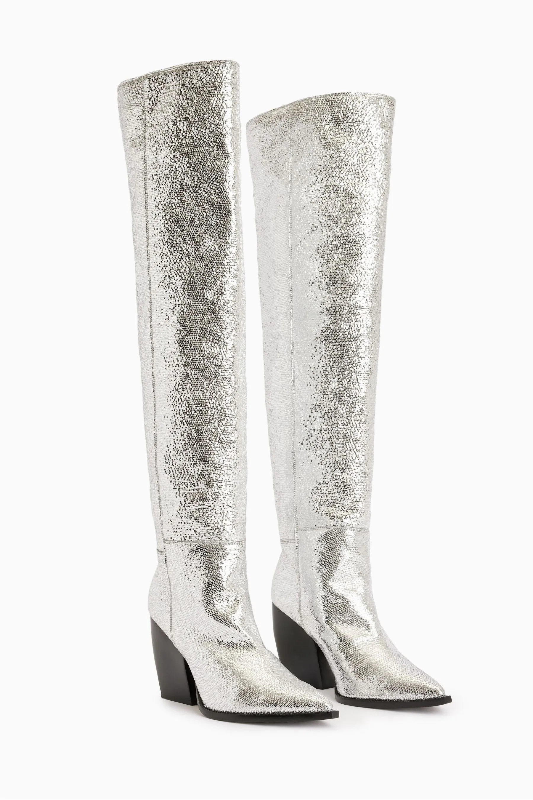AllSaints - Argento - Reina Dettagli metallizzati Stivali