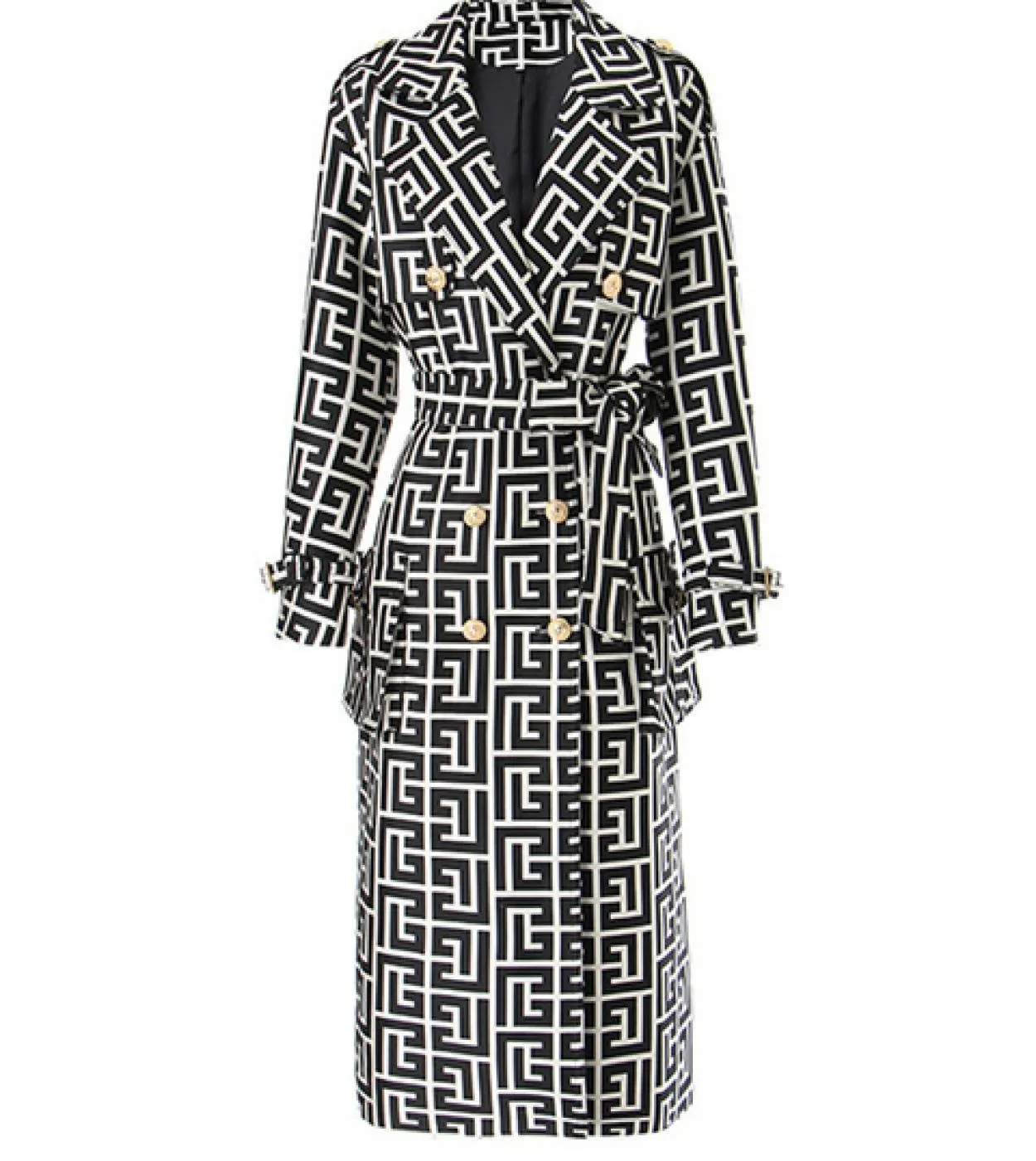 Alta qualità più recente autunno inverno 2022 designer donna bottoni leone monogramma geometrico jacquard con cintura trench sop