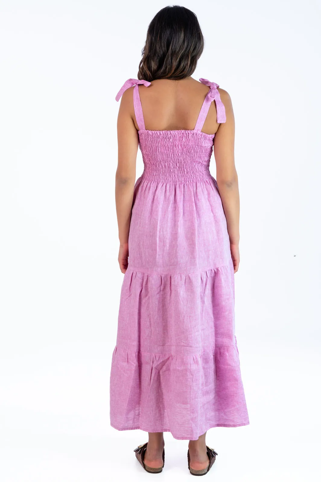  Amalfi Coast Abito Giorgina rosa amalfi coast in lino made in italy  