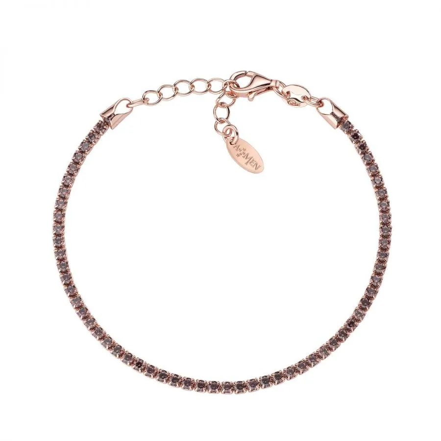 AMEN  Bracciale Tennis Rosè Zirconi Marroni