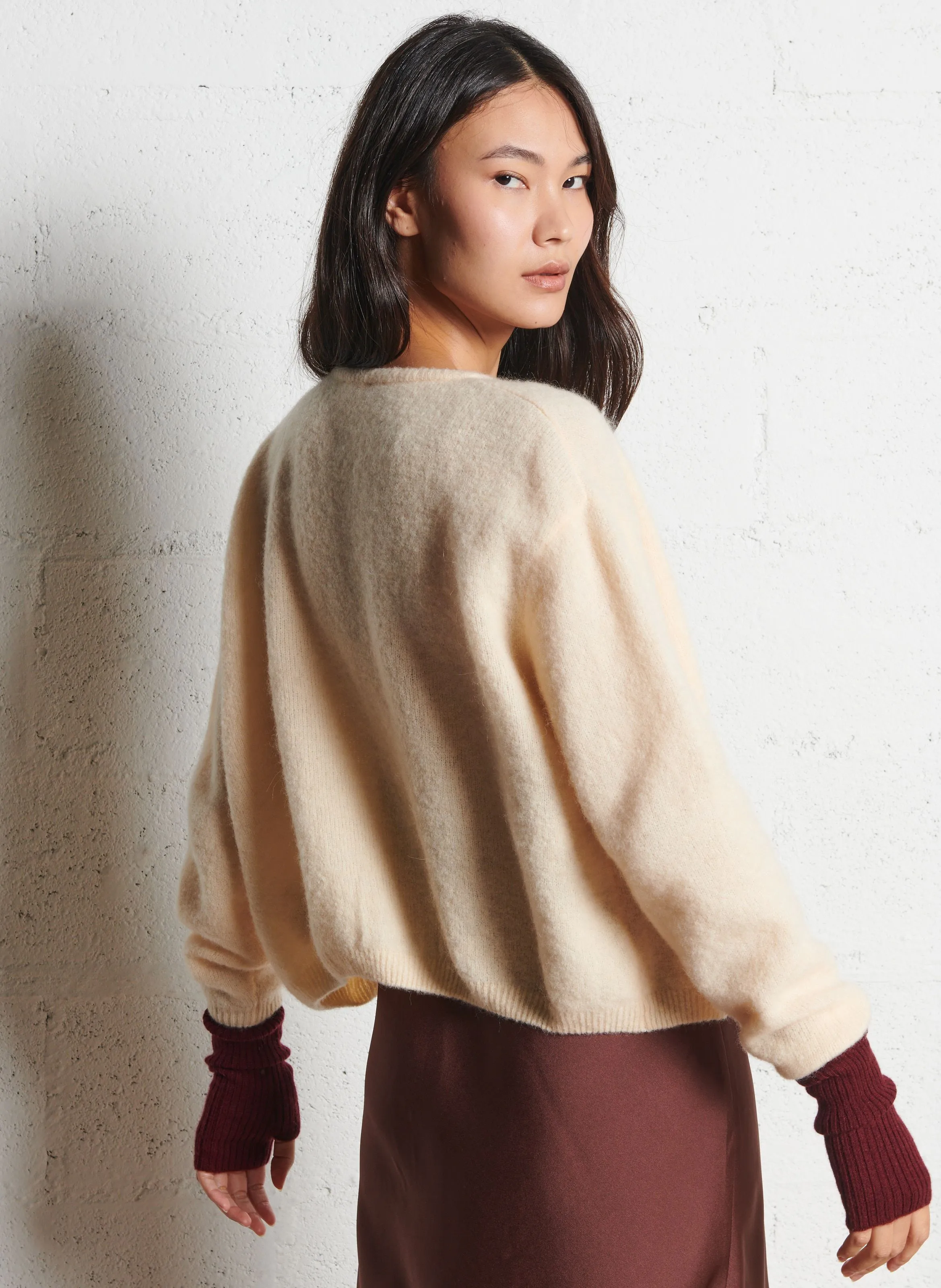  AMERICAN VINTAGE   VITOW - Cardigan scollo tondo in misto lana | Beige