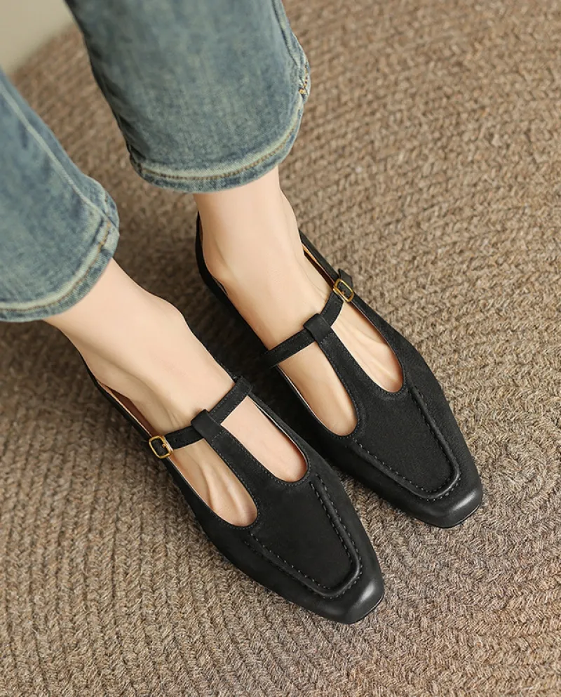 Anaokbos/shore Scarpe da donna retrò Tacco spesso Scarpe Mary Jane con cinturino a T Scarpe con tacco medio