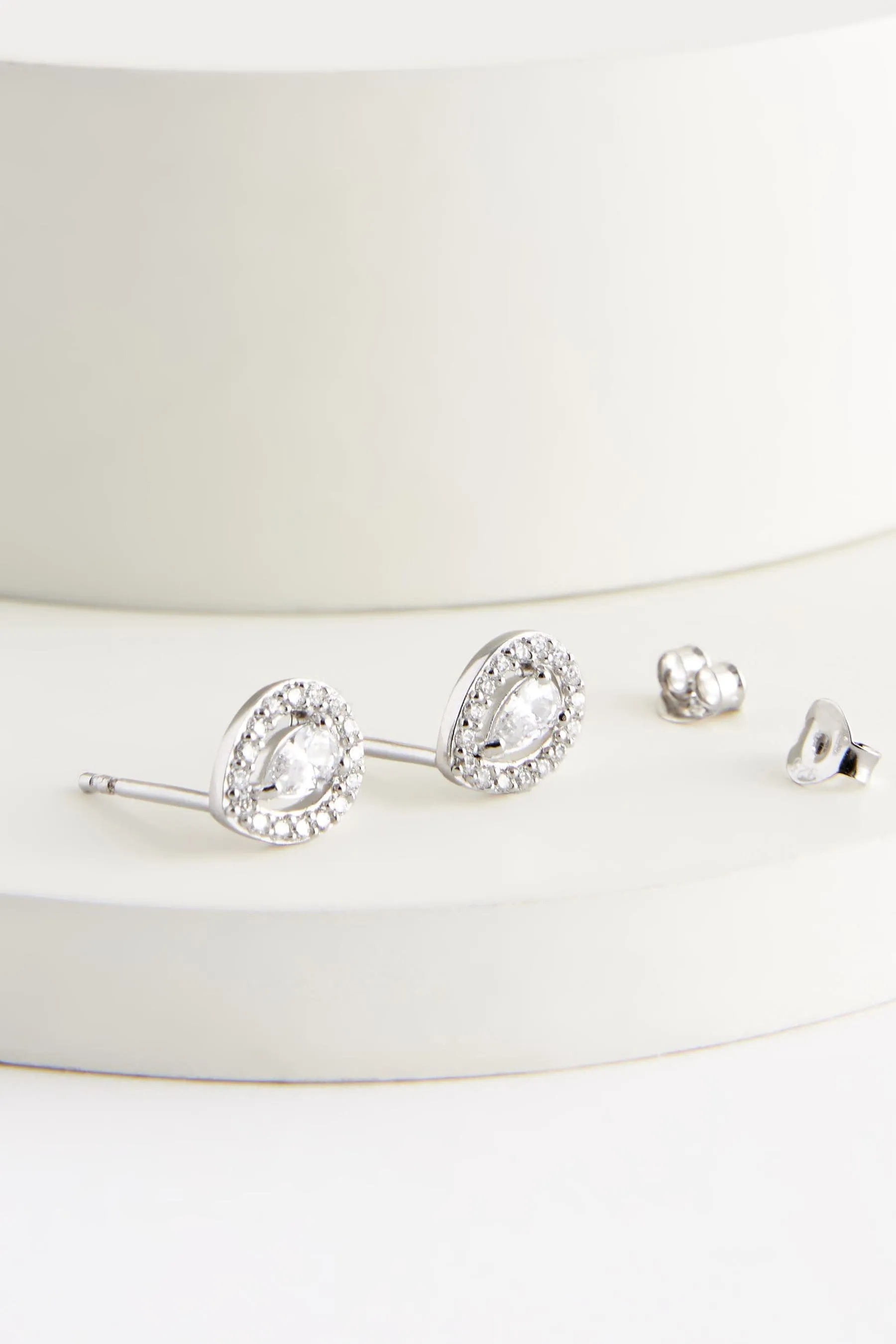 Argento sterling  - Halo - Orecchini a bottone a goccia