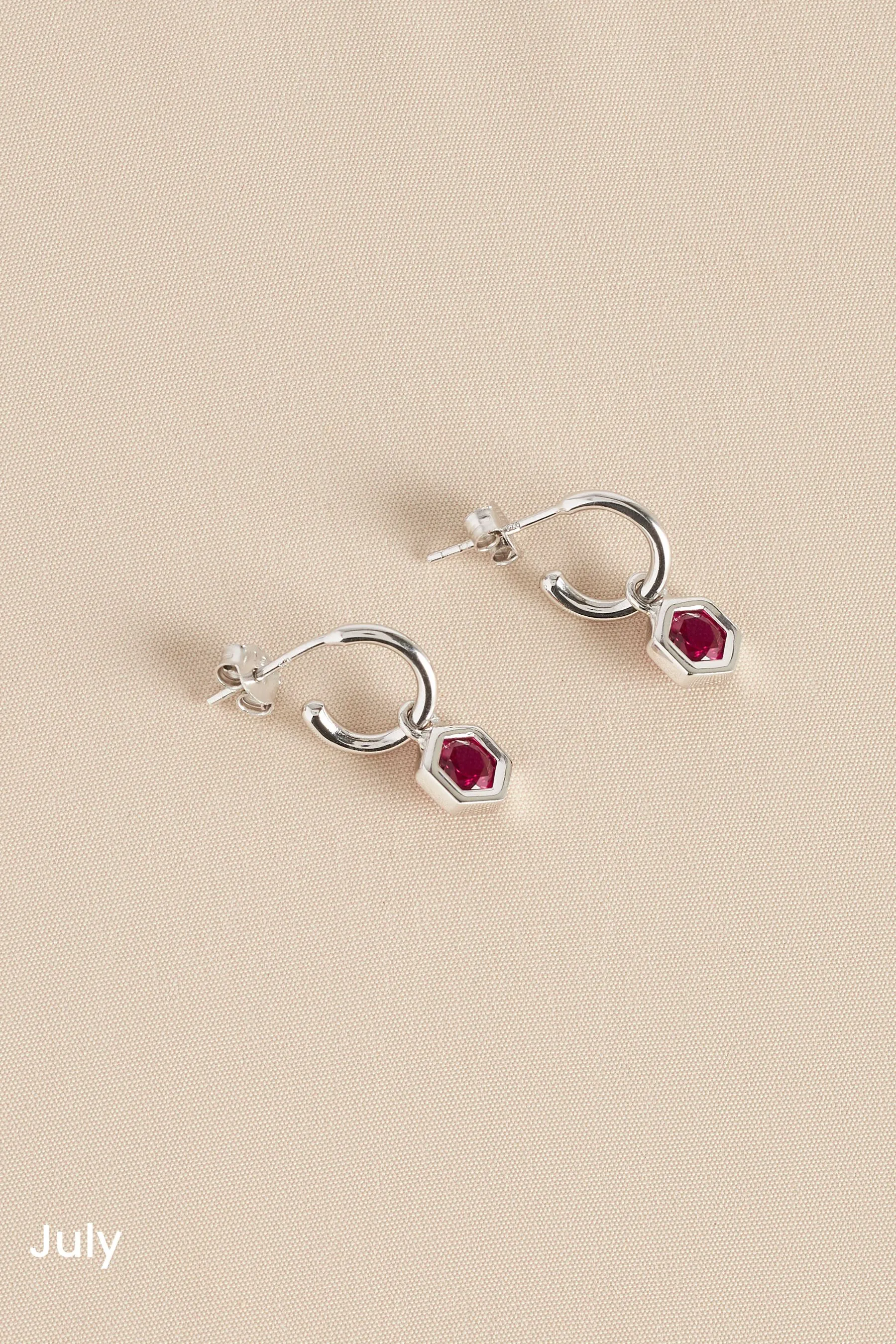 Argento sterling  - Orecchini a cerchio esagonali