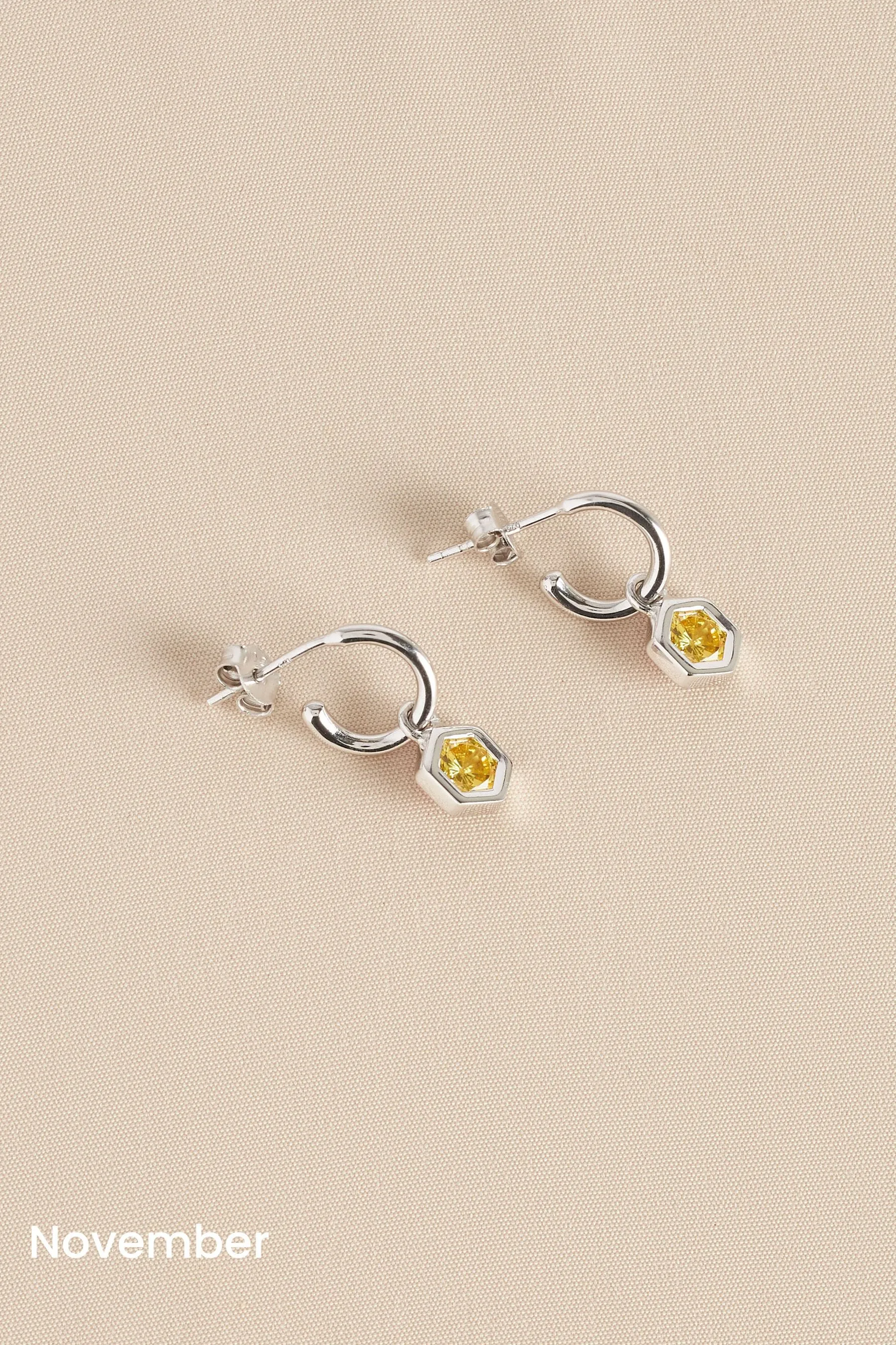 Argento sterling  - Orecchini a cerchio esagonali