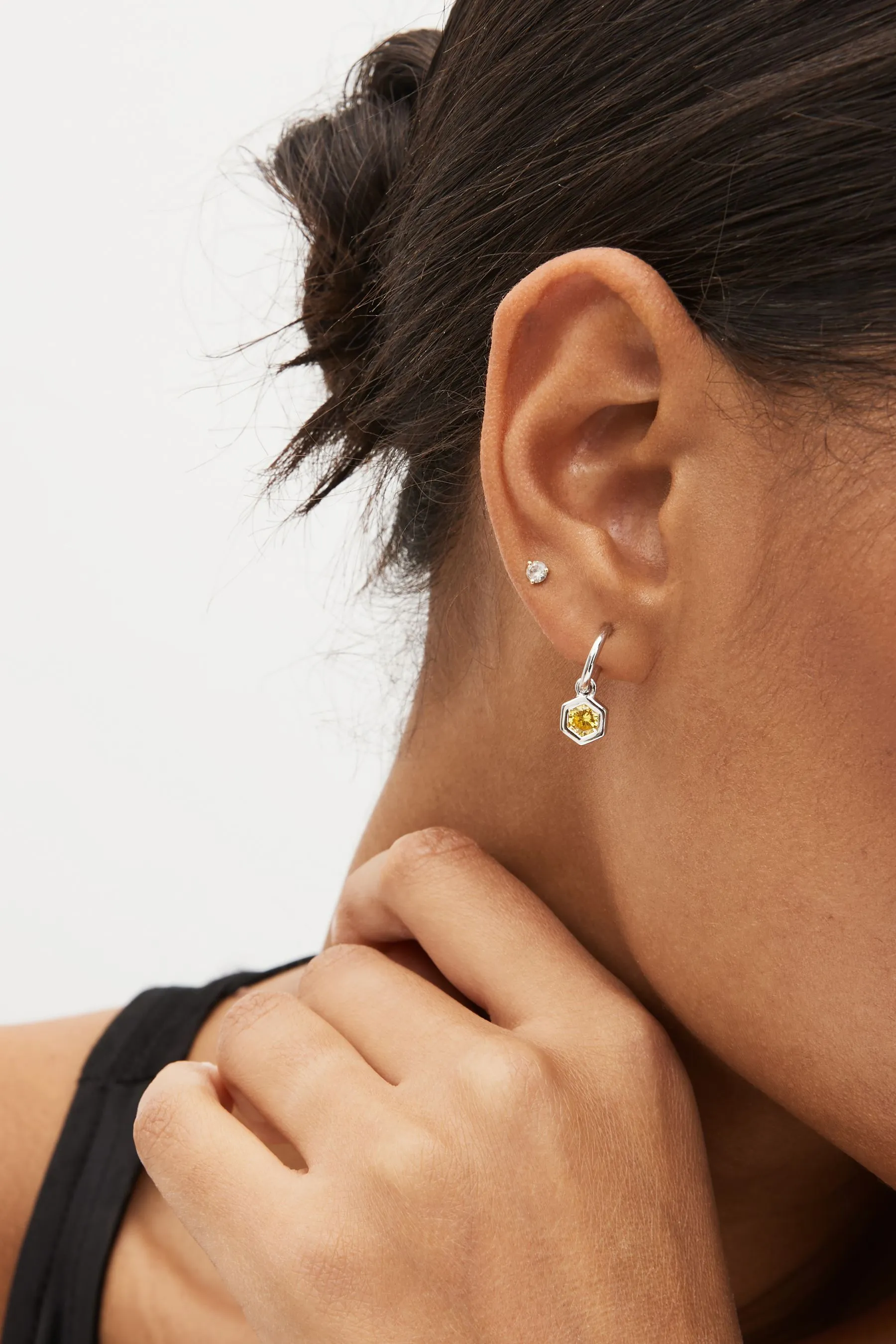 Argento sterling  - Orecchini a cerchio esagonali