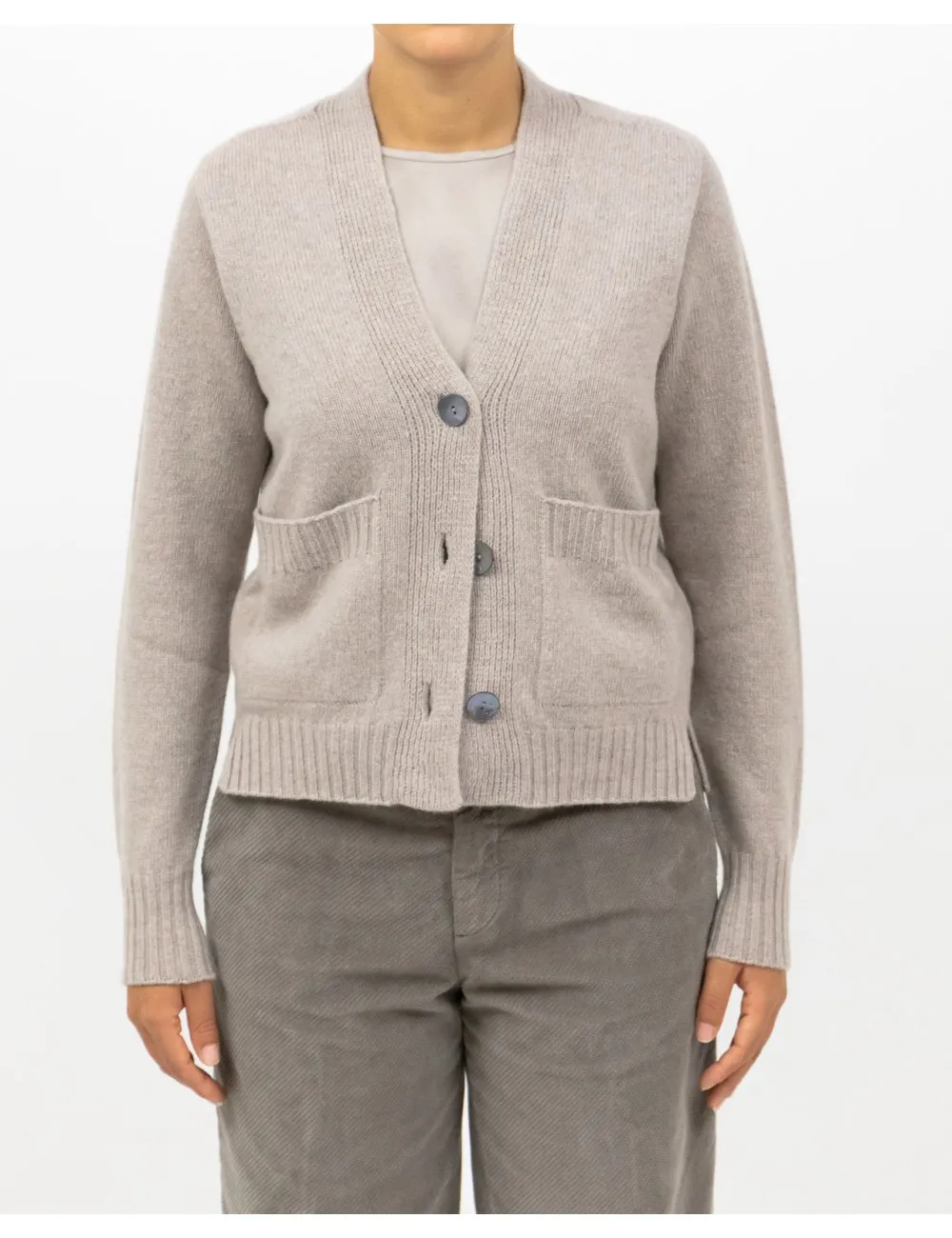 Arovescio - Cardigan Boxy Scollo V Beige Donna