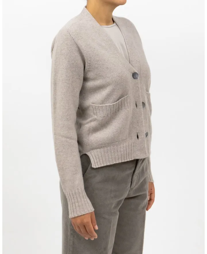 Arovescio - Cardigan Boxy Scollo V Beige Donna