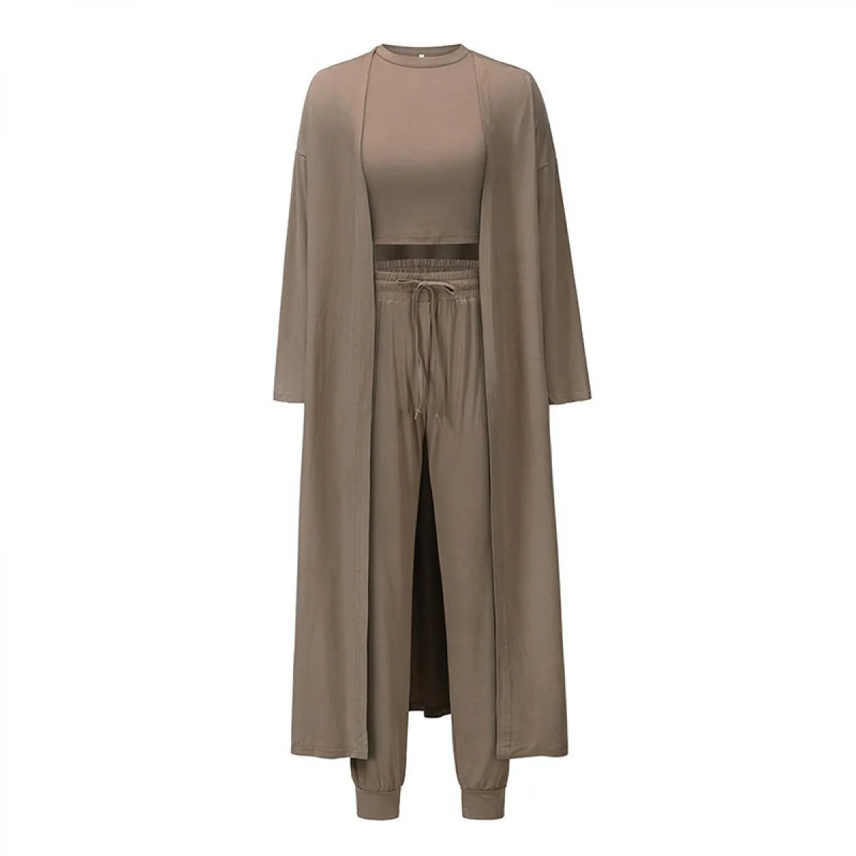 Autunno Inverno Completi in 3 pezzi Gilet da donna Cardigan lungo Pantaloni a matita Set Abbigliamento sportivo da donna Pantalo
