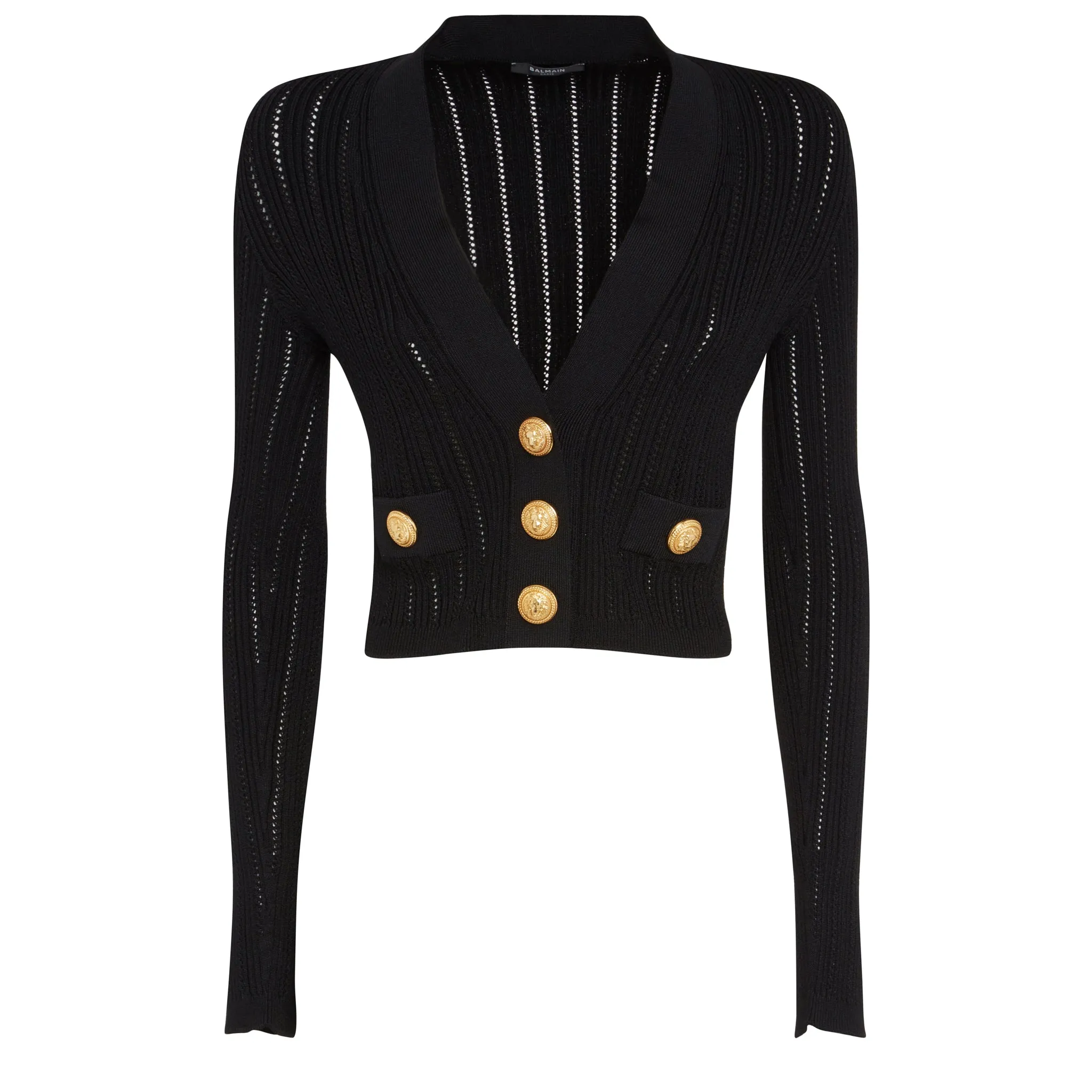 BALMAIN  Cardigan in tessuto nero