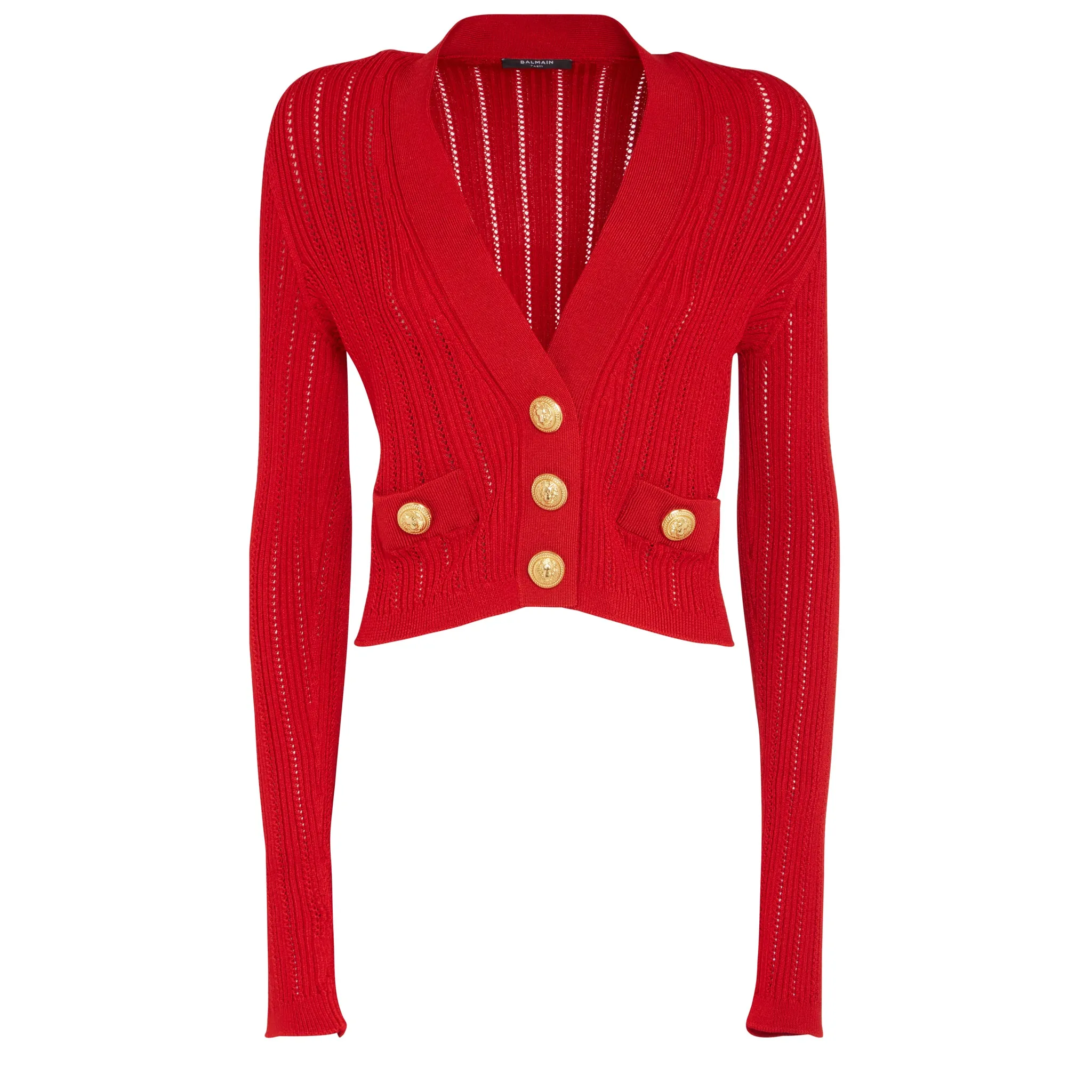 BALMAIN  Cardigan in tessuto rosso