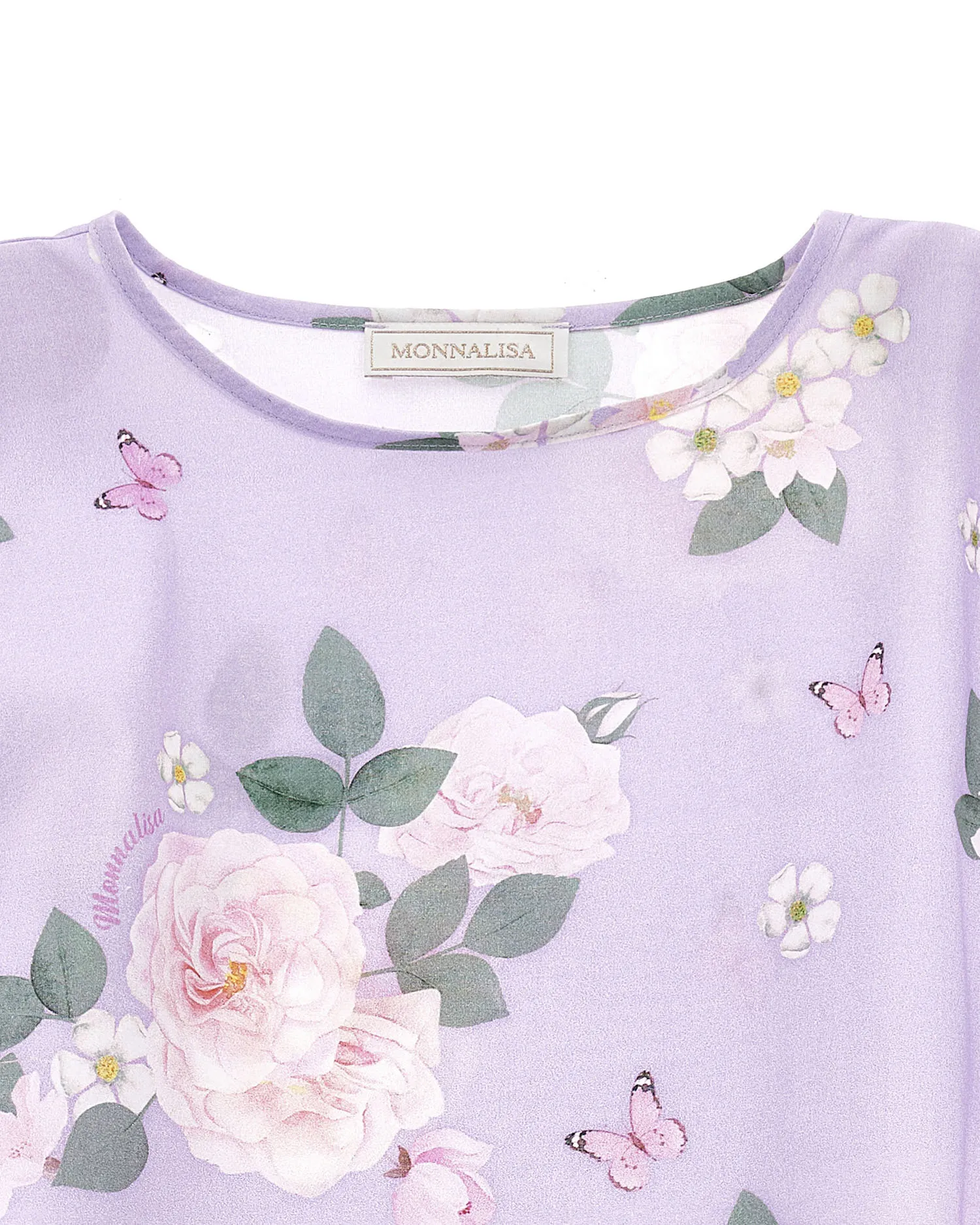 Blusa lilla in fantasia floreale in mussola di cotone a poncho 8-12 anni