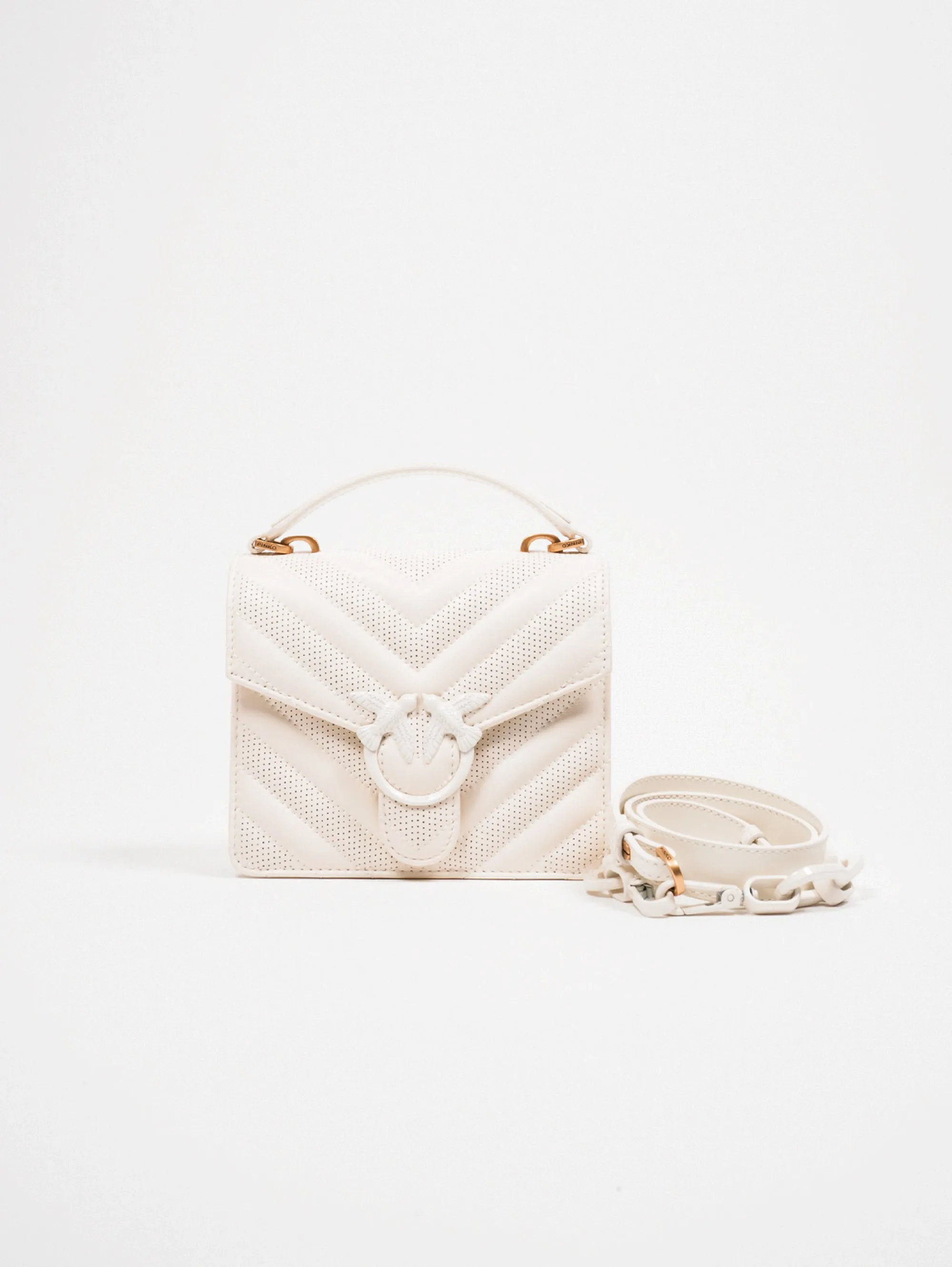 Borsa a Mano Chevron Bianco