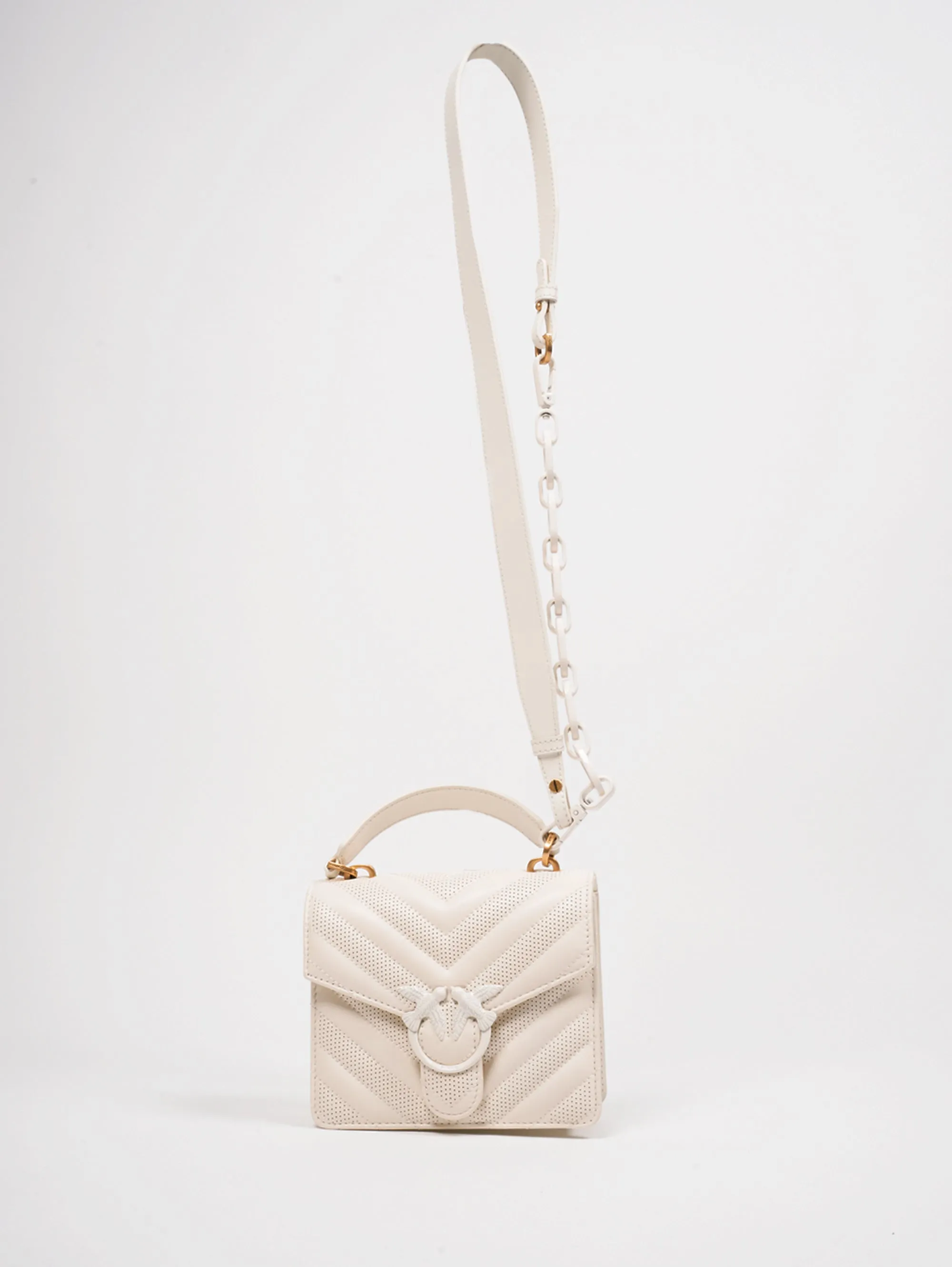 Borsa a Mano Chevron Bianco