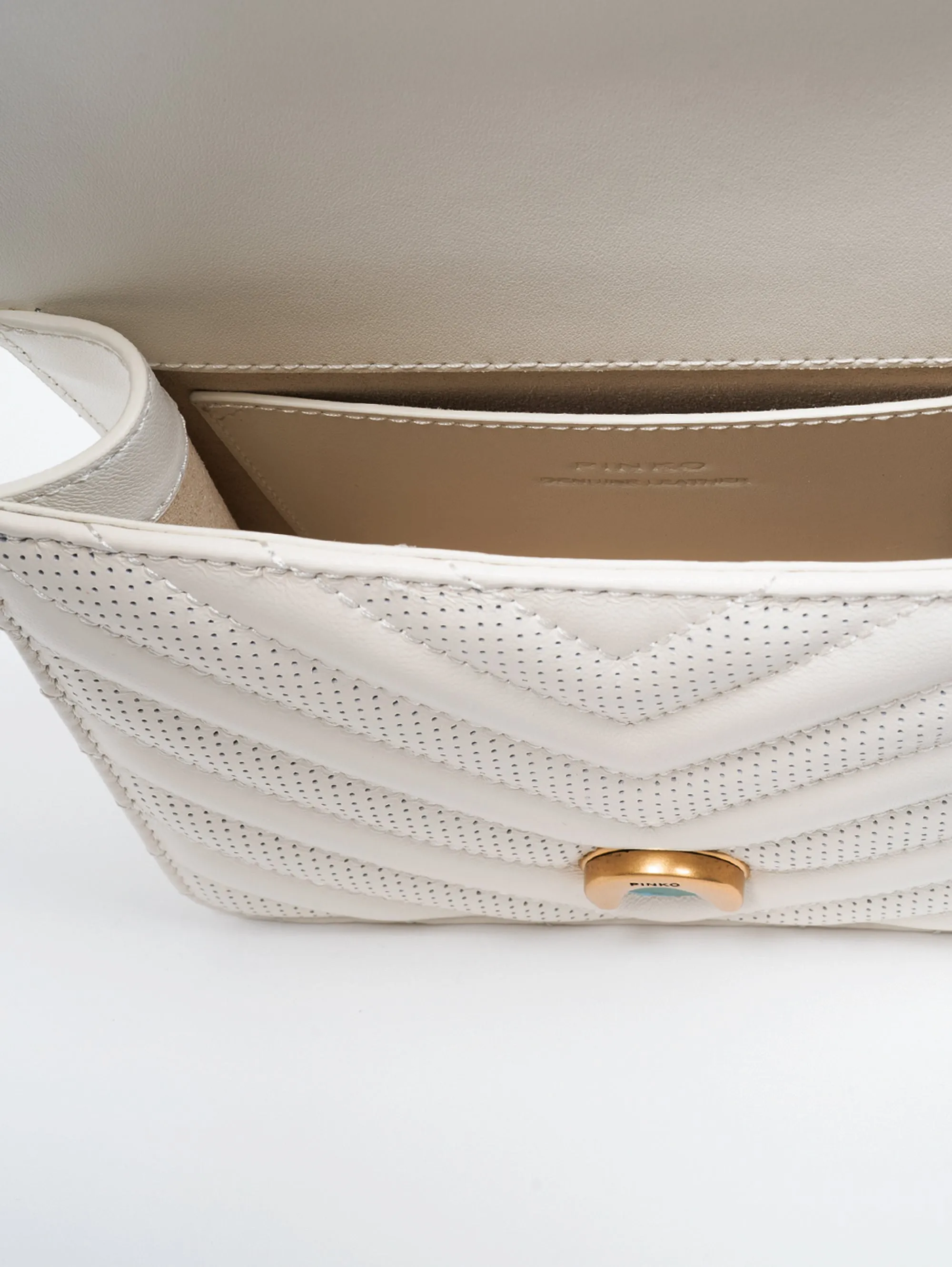 Borsa a Mano Chevron Bianco