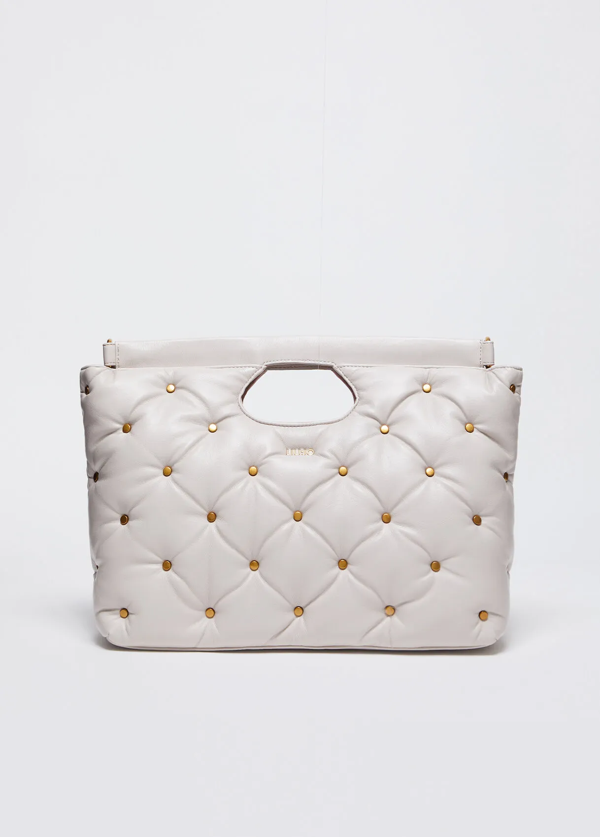 Borsa a mano glossy con borchie