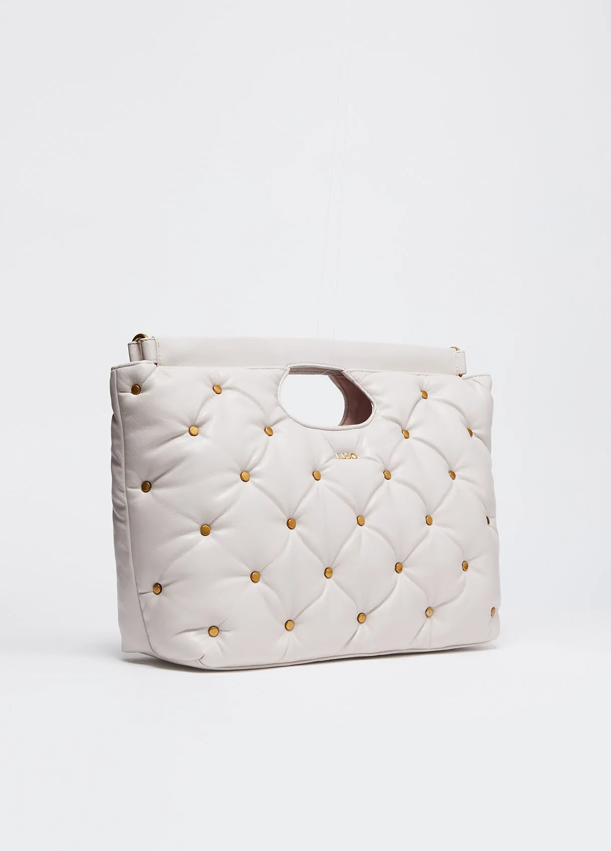 Borsa a mano glossy con borchie