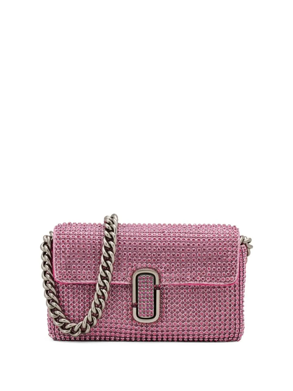 Borsa a spalla con cristalli in rosa - donna