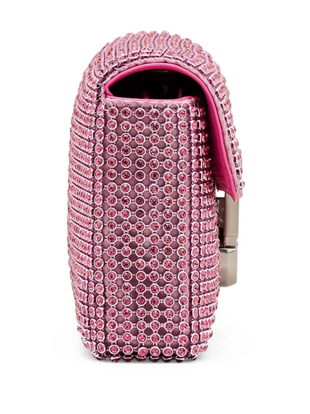 Borsa a spalla con cristalli in rosa - donna
