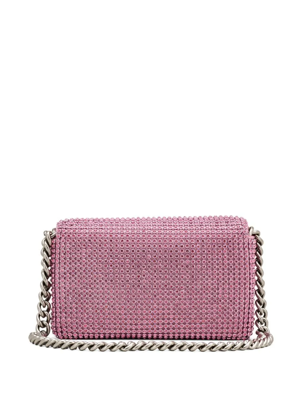 Borsa a spalla con cristalli in rosa - donna