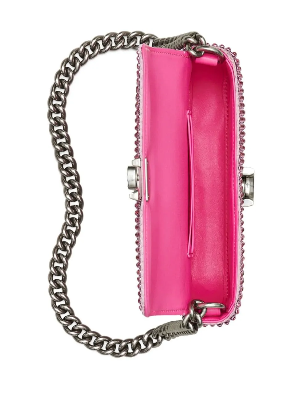 Borsa a spalla con cristalli in rosa - donna