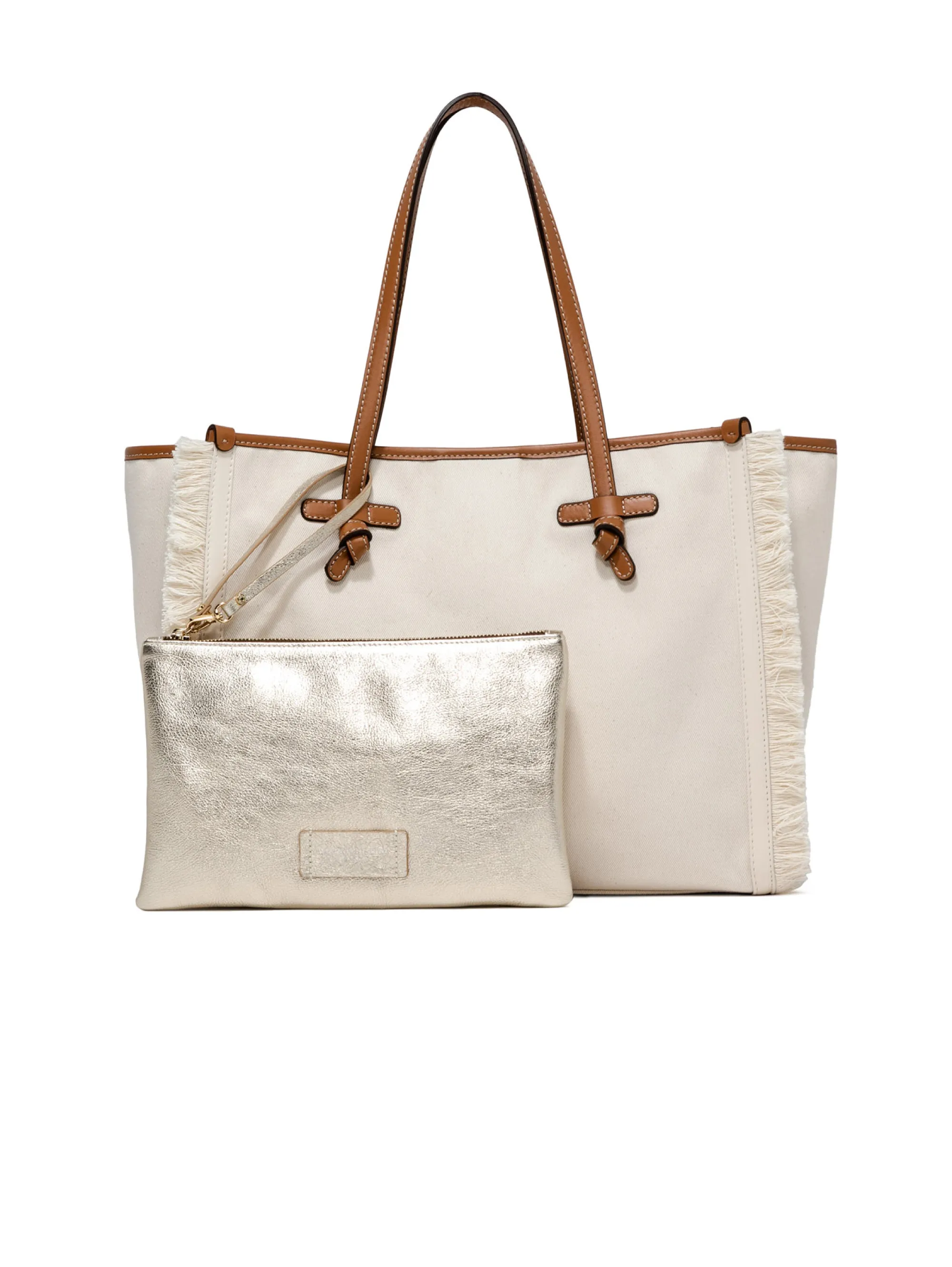Borsa a Spalla con Frange Bianco