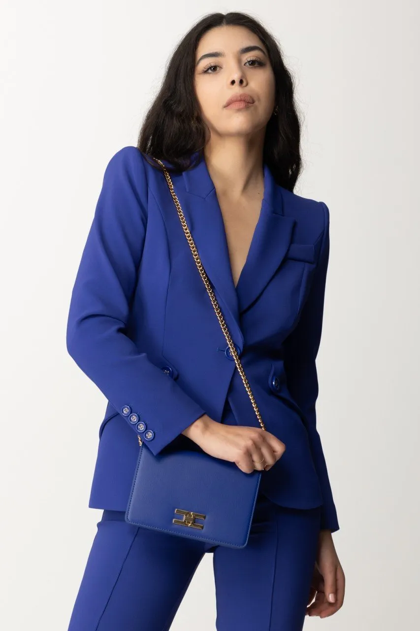 Borsa a tracolla con logo girello dorato BLUE INDACO