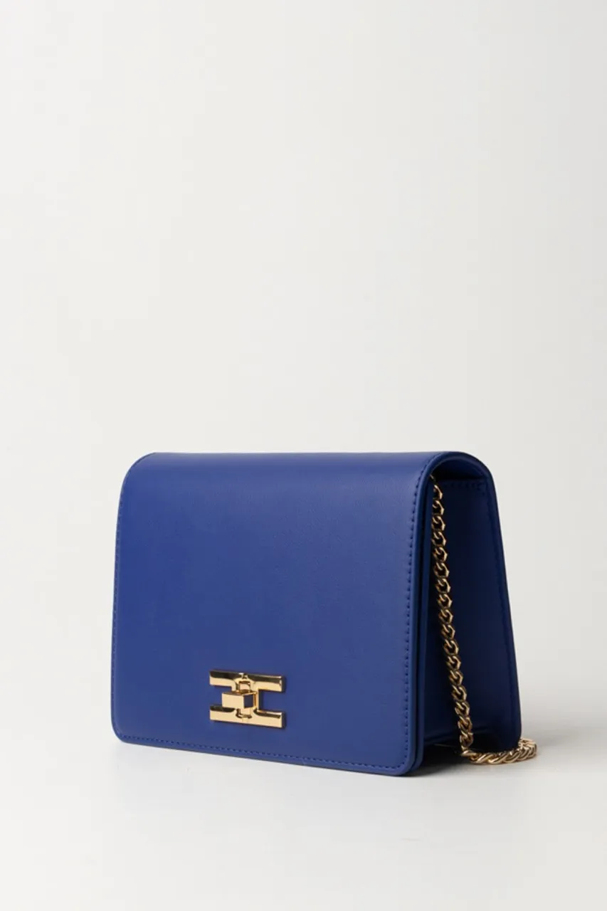 Borsa a tracolla con logo girello dorato BLUE INDACO