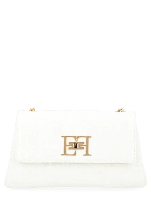 Borsa Elisabetta Franchi a spalla in rafia avorio