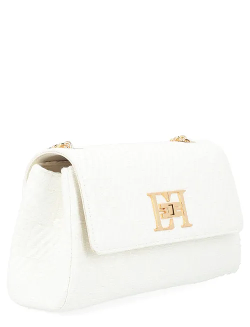 Borsa Elisabetta Franchi a spalla in rafia avorio