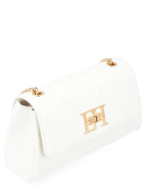 Borsa Elisabetta Franchi a spalla in rafia avorio