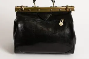 Borsa in vera pelle, Genevive, nera