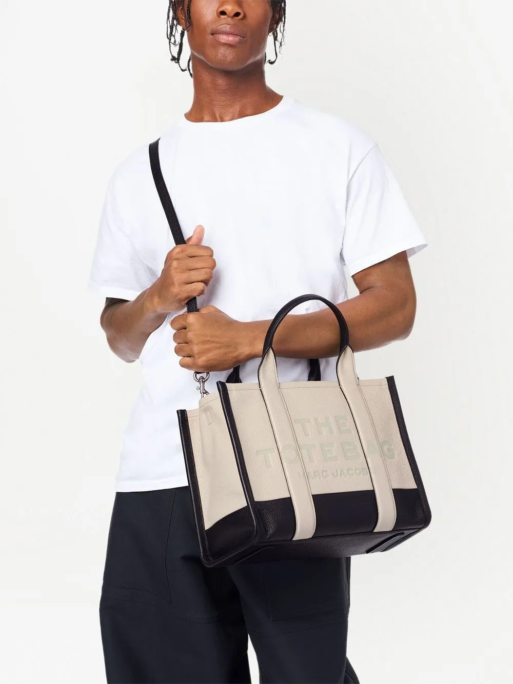 Borsa the medium tote in beige e nero - donna
