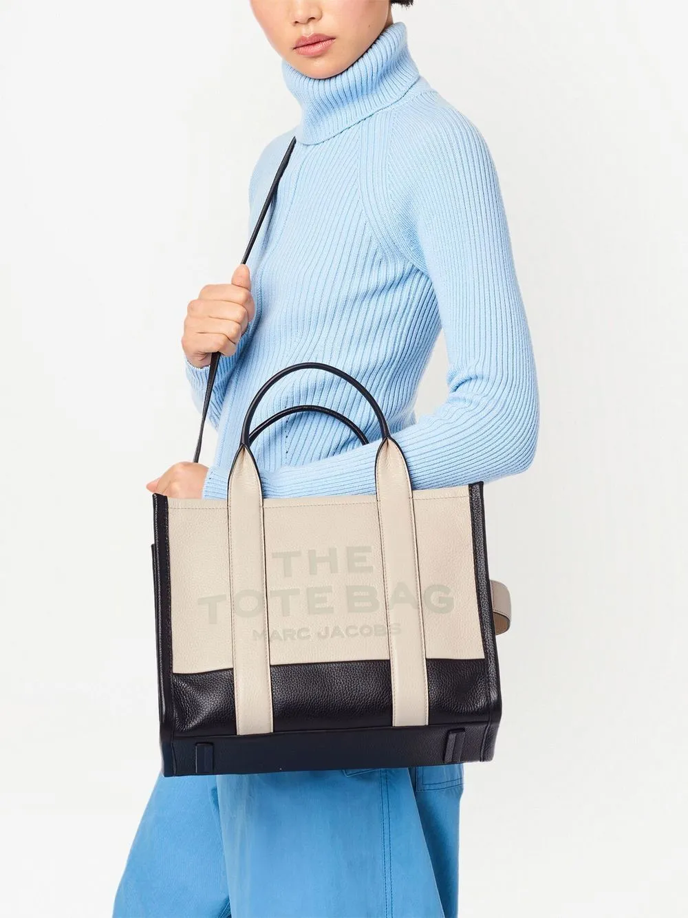 Borsa the medium tote in beige e nero - donna