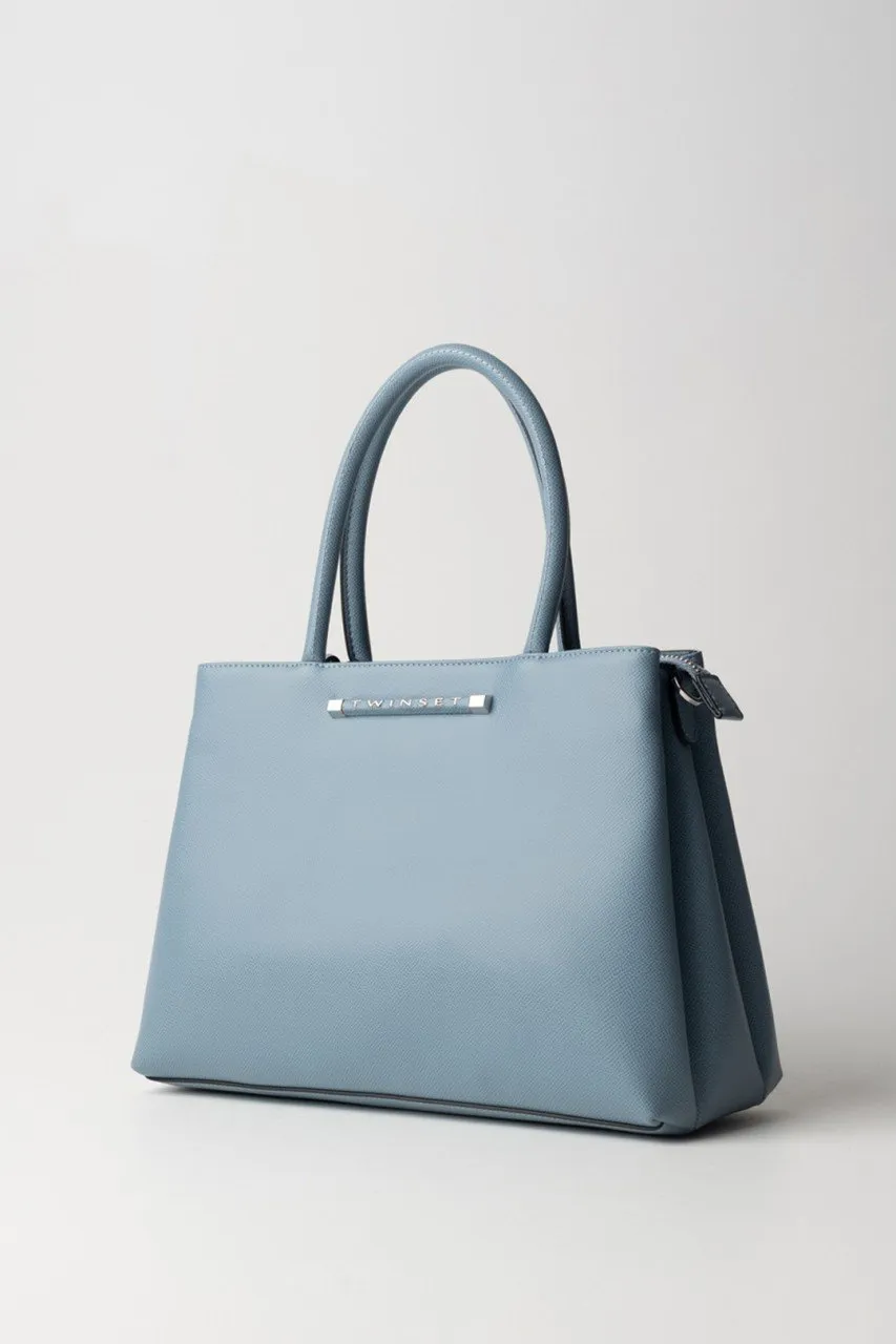 Borsa tote media con logo lettering BLUE TEAR