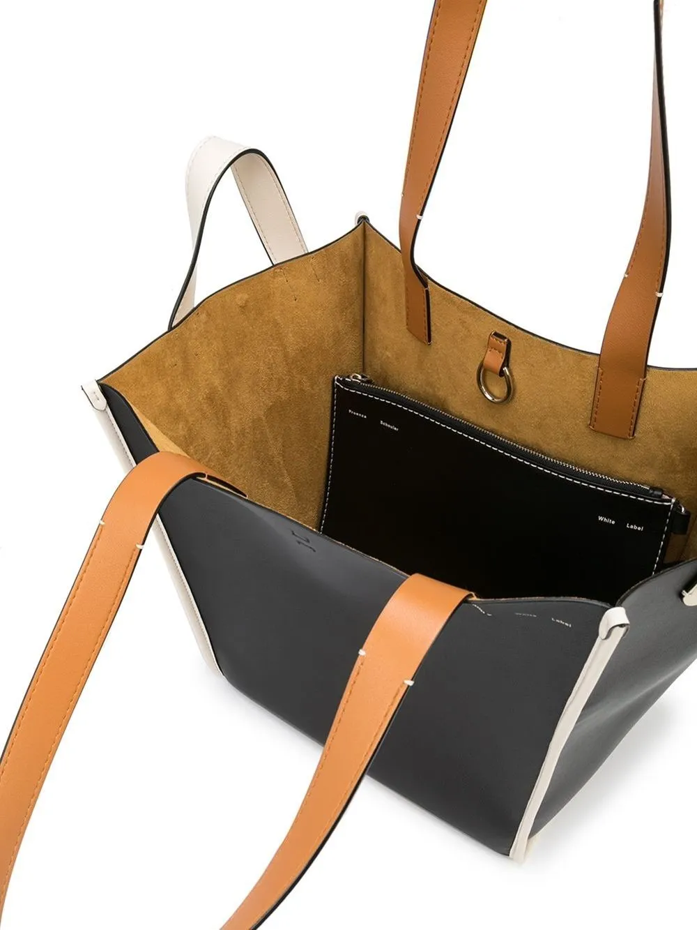 Borsa tote merser in nero, bianco e marrone - donna