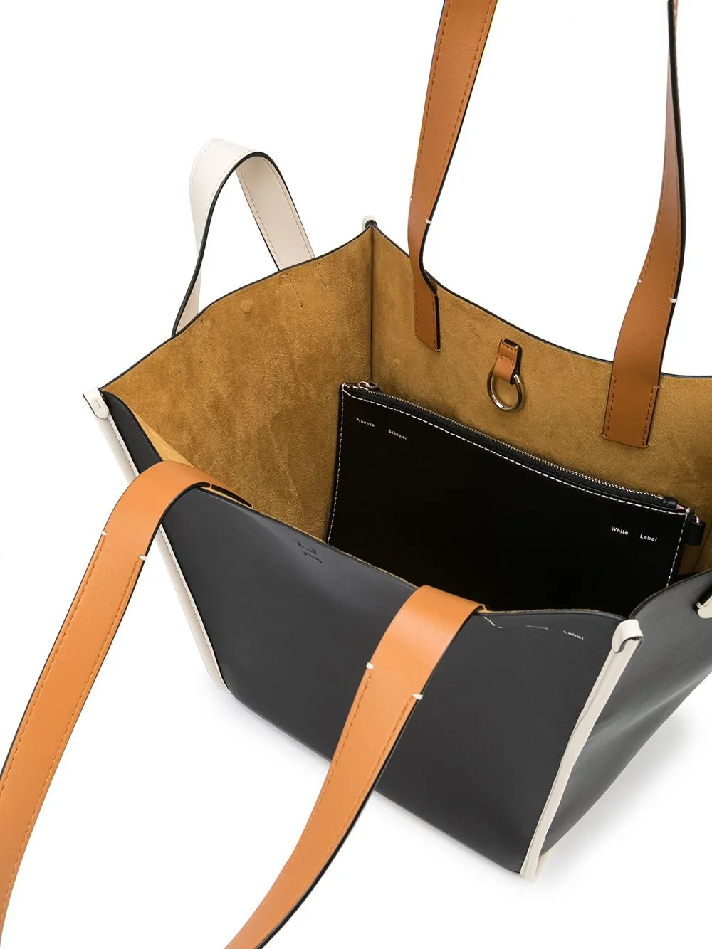 Borsa tote merser in nero, bianco e marrone - donna