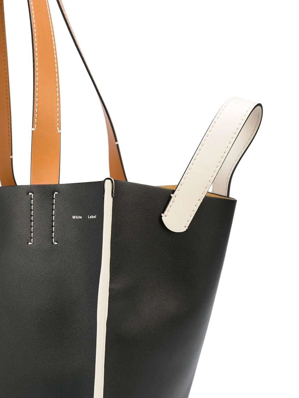 Borsa tote merser in nero, bianco e marrone - donna