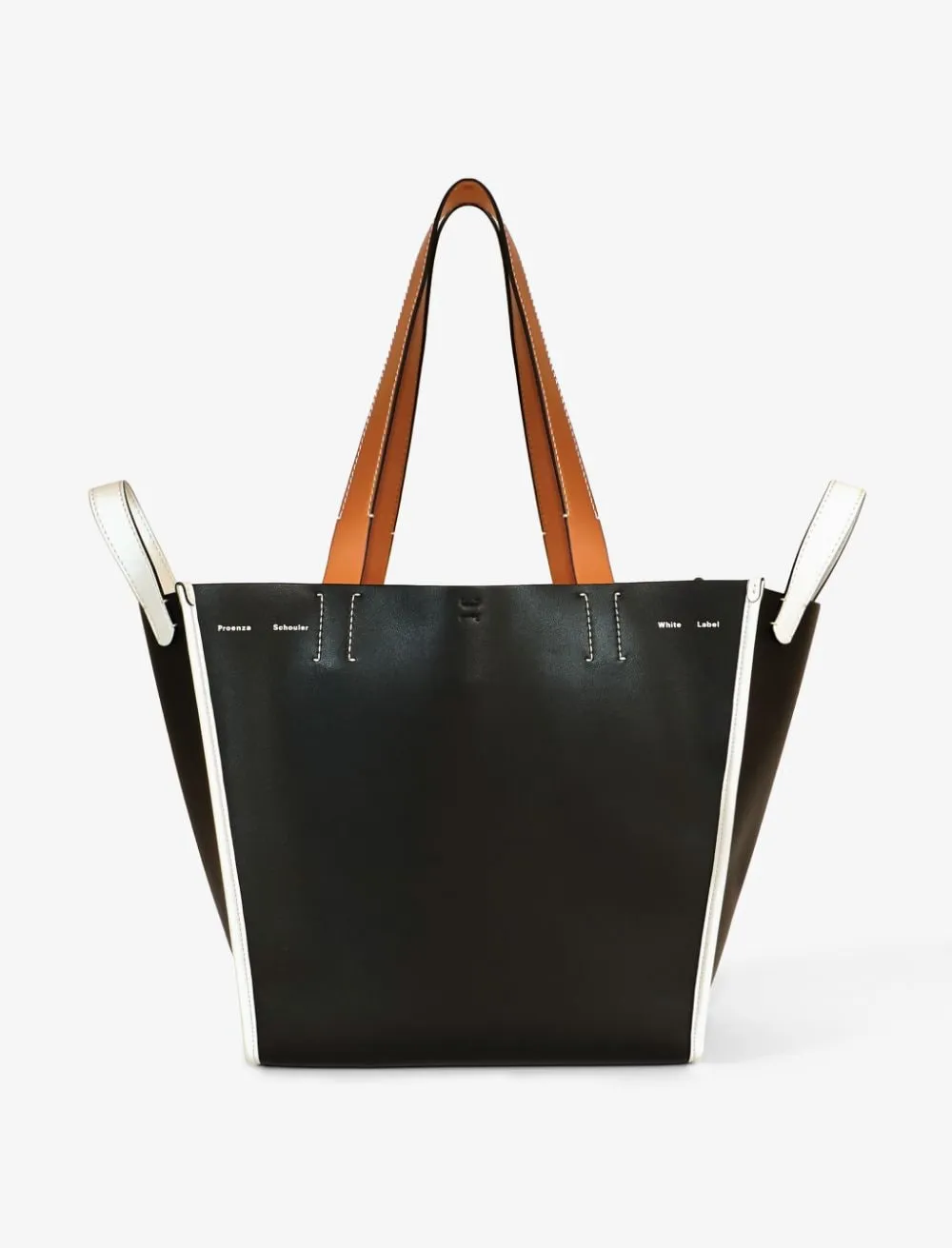 Borsa tote merser in nero, bianco e marrone - donna
