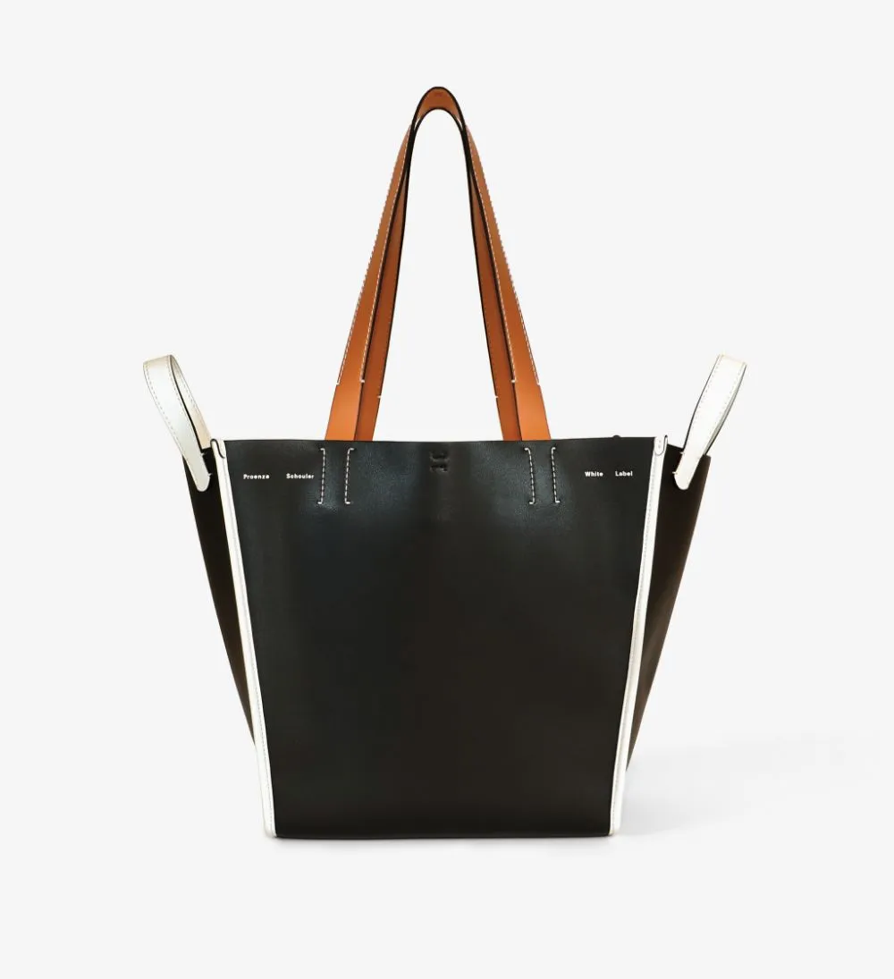 Borsa tote merser in nero, bianco e marrone - donna