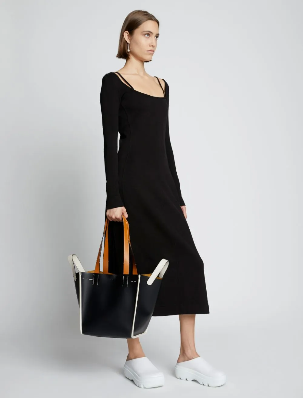 Borsa tote merser in nero, bianco e marrone - donna